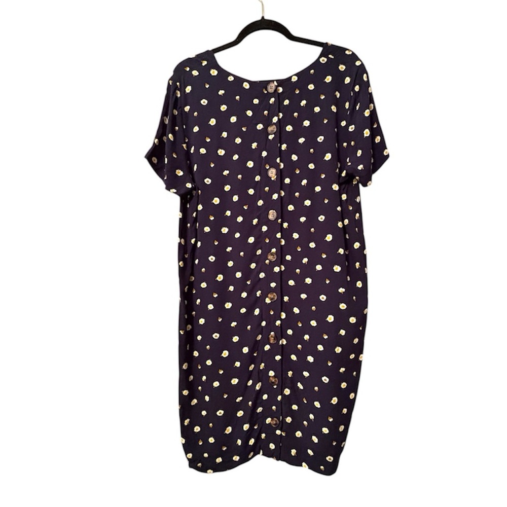 Madewell Navy Daisy Dot Mini Dress Women’s Medium Ditsy Floral Shift V-Neck - Picture 2 of 9